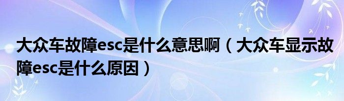 大众车故障esc是什么意思啊（大众车显示故障esc是什么原因）