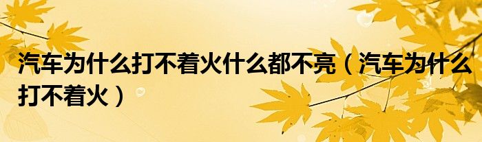 汽车为什么打不着火什么都不亮（汽车为什么打不着火）