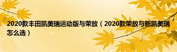 2020款丰田凯美瑞运动版与荣放（2020款荣放与新凯美瑞怎么选）