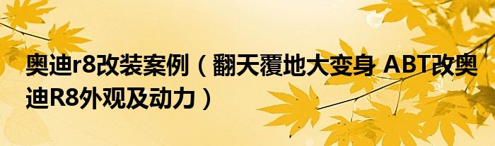 奥迪r8改装案例（翻天覆地大变身 ABT改奥迪R8外观及动力）