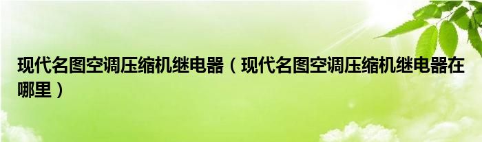 现代名图空调压缩机继电器（现代名图空调压缩机继电器在哪里）