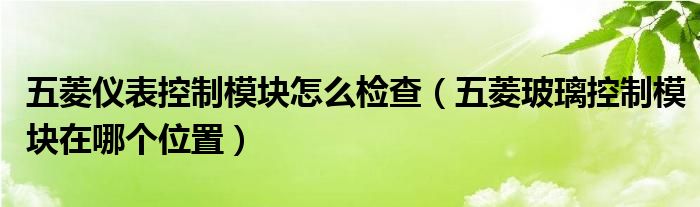 五菱仪表控制模块怎么检查（五菱玻璃控制模块在哪个位置）