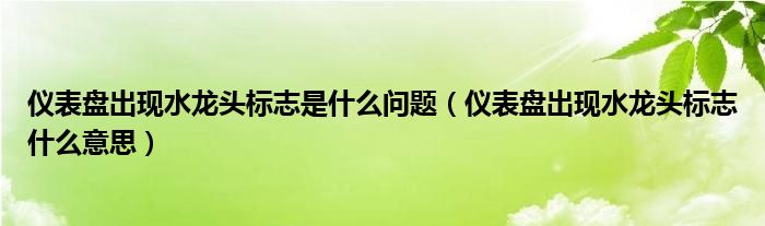 仪表盘出现水龙头标志是什么问题（仪表盘出现水龙头标志什么意思）