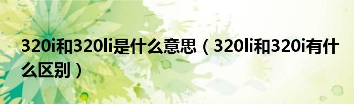 320i和320li是什么意思（320li和320i有什么区别）