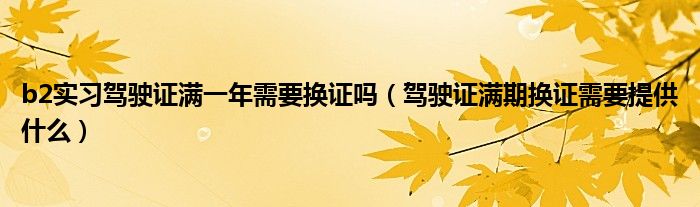 b2实习驾驶证满一年需要换证吗（驾驶证满期换证需要提供什么）