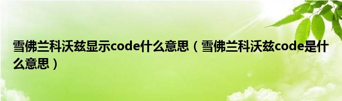 雪佛兰科沃兹显示code什么意思（雪佛兰科沃兹code是什么意思）