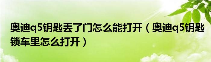 奥迪q5钥匙丢了门怎么能打开（奥迪q5钥匙锁车里怎么打开）