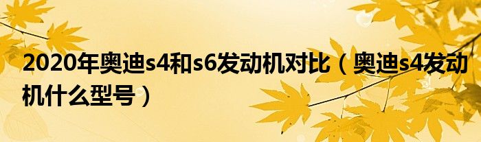 2020年奥迪s4和s6发动机对比（奥迪s4发动机什么型号）