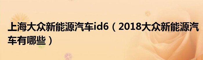 上海大众新能源汽车id6（2018大众新能源汽车有哪些）