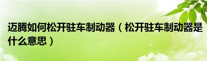 迈腾如何松开驻车制动器（松开驻车制动器是什么意思）