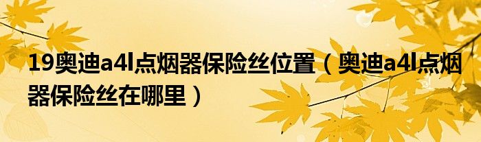 19奥迪a4l点烟器保险丝位置（奥迪a4l点烟器保险丝在哪里）