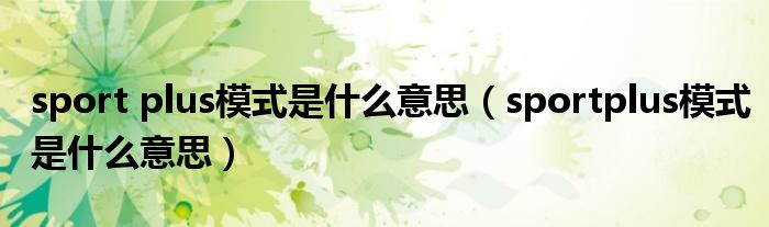 sport plus模式是什么意思（sportplus模式是什么意思）