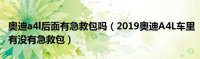 奥迪a4l后面有急救包吗（2019奥迪A4L车里有没有急救包）