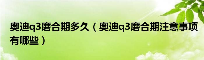 奥迪q3磨合期多久（奥迪q3磨合期注意事项有哪些）