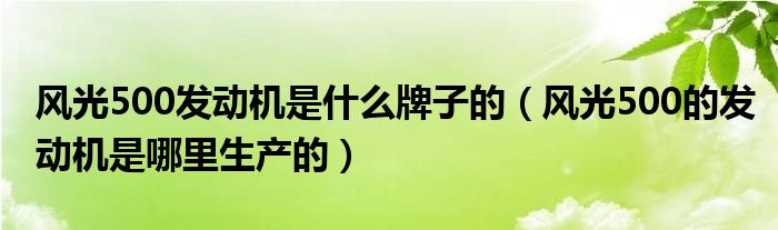 风光500发动机是什么牌子的（风光500的发动机是哪里生产的）