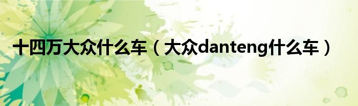 十四万大众什么车（大众danteng什么车）