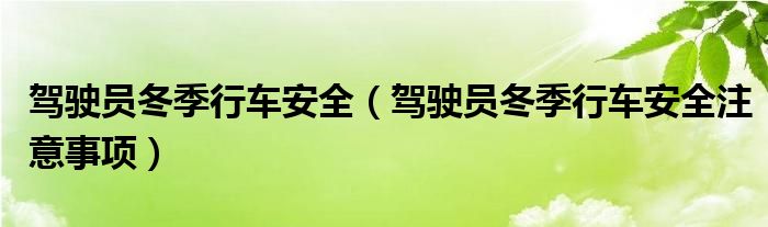 驾驶员冬季行车安全（驾驶员冬季行车安全注意事项）