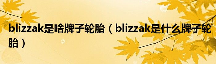 blizzak是啥牌子轮胎（blizzak是什么牌子轮胎）