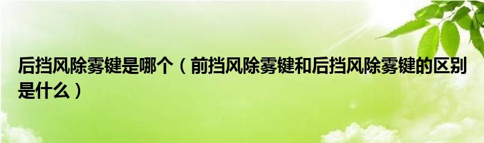 后挡风除雾键是哪个（前挡风除雾键和后挡风除雾键的区别是什么）