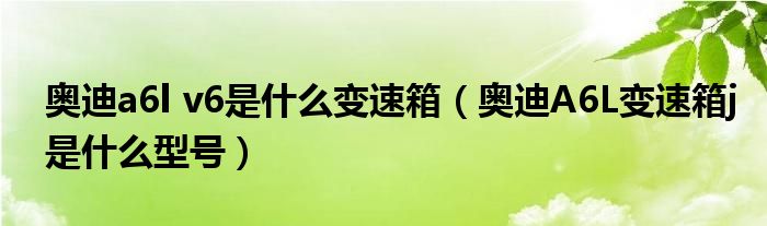 奥迪a6l v6是什么变速箱（奥迪A6L变速箱j是什么型号）