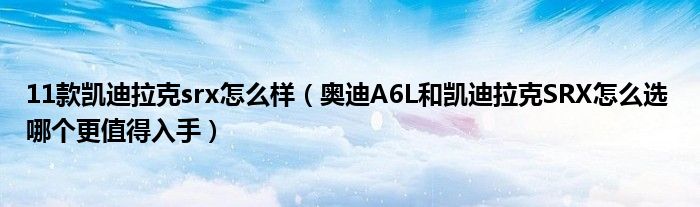 11款凯迪拉克srx怎么样（奥迪A6L和凯迪拉克SRX怎么选 哪个更值得入手）