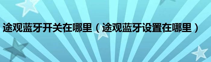 途观蓝牙开关在哪里（途观蓝牙设置在哪里）