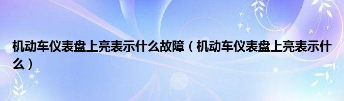 机动车仪表盘上亮表示什么故障（机动车仪表盘上亮表示什么）