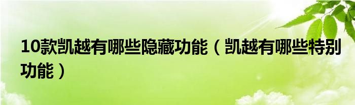 10款凯越有哪些隐藏功能（凯越有哪些特别功能）