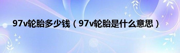 97v轮胎多少钱（97v轮胎是什么意思）