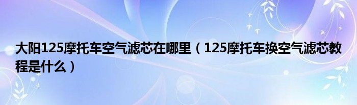 大阳125摩托车空气滤芯在哪里（125摩托车换空气滤芯教程是什么）