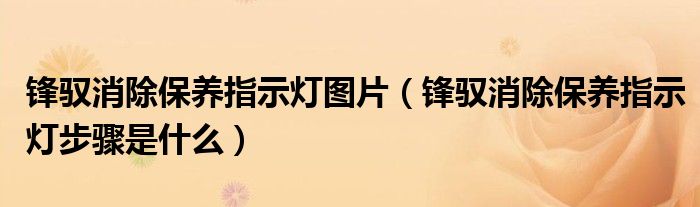 锋驭消除保养指示灯图片（锋驭消除保养指示灯步骤是什么）