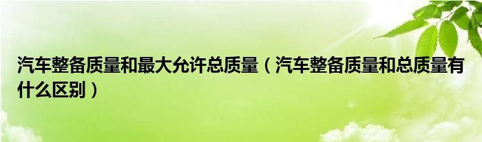 汽车整备质量和最大允许总质量（汽车整备质量和总质量有什么区别）