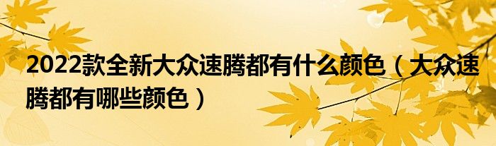 2022款全新大众速腾都有什么颜色（大众速腾都有哪些颜色）