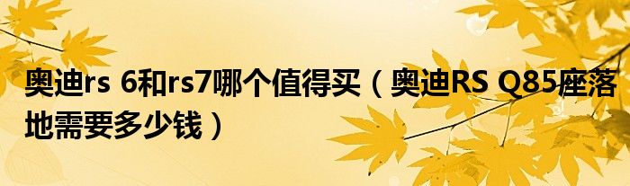 奥迪rs 6和rs7哪个值得买（奥迪RS Q85座落地需要多少钱）