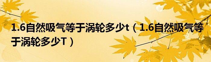 1.6自然吸气等于涡轮多少t（1.6自然吸气等于涡轮多少T）