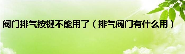 阀门排气按键不能用了（排气阀门有什么用）