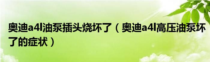 奥迪a4l油泵插头烧坏了（奥迪a4l高压油泵坏了的症状）