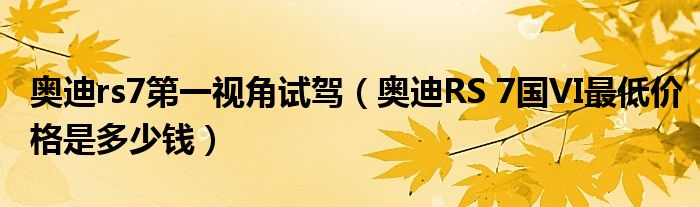 奥迪rs7第一视角试驾（奥迪RS 7国VI最低价格是多少钱）