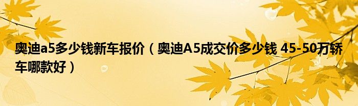 奥迪a5多少钱新车报价（奥迪A5成交价多少钱 45-50万轿车哪款好）