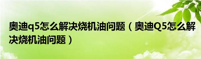 奥迪q5怎么解决烧机油问题（奥迪Q5怎么解决烧机油问题）