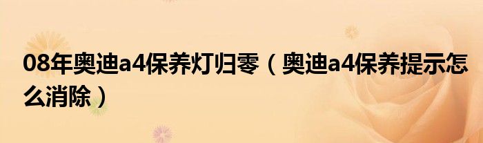 08年奥迪a4保养灯归零（奥迪a4保养提示怎么消除）