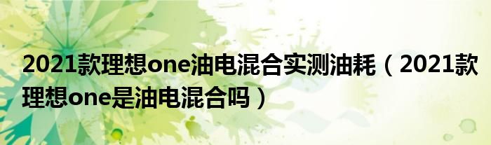 2021款理想one油电混合实测油耗（2021款理想one是油电混合吗）