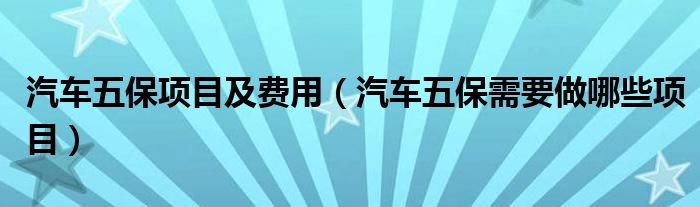 汽车五保项目及费用（汽车五保需要做哪些项目）