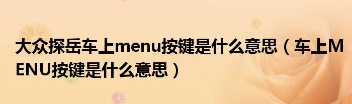 大众探岳车上menu按键是什么意思（车上MENU按键是什么意思）