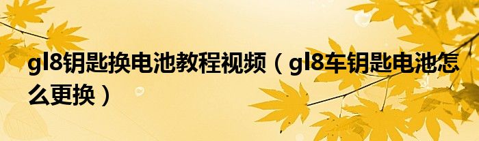 gl8钥匙换电池教程视频（gl8车钥匙电池怎么更换）