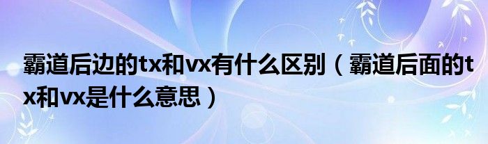 霸道后边的tx和vx有什么区别（霸道后面的tx和vx是什么意思）