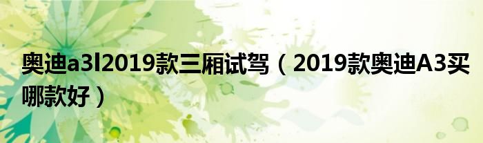 奥迪a3l2019款三厢试驾（2019款奥迪A3买哪款好）