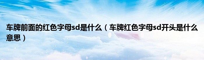 车牌前面的红色字母sd是什么（车牌红色字母sd开头是什么意思）