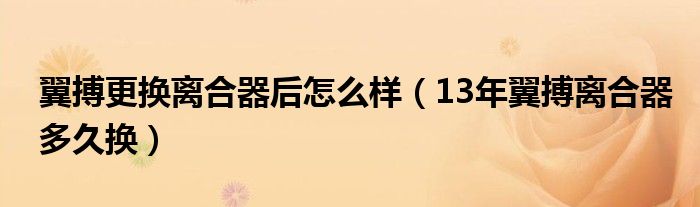 翼搏更换离合器后怎么样（13年翼搏离合器多久换）