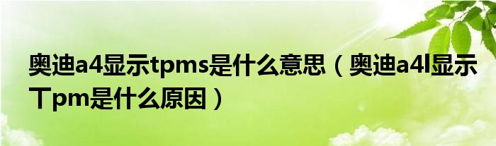 奥迪a4显示tpms是什么意思（奥迪a4l显示丅pm是什么原因）